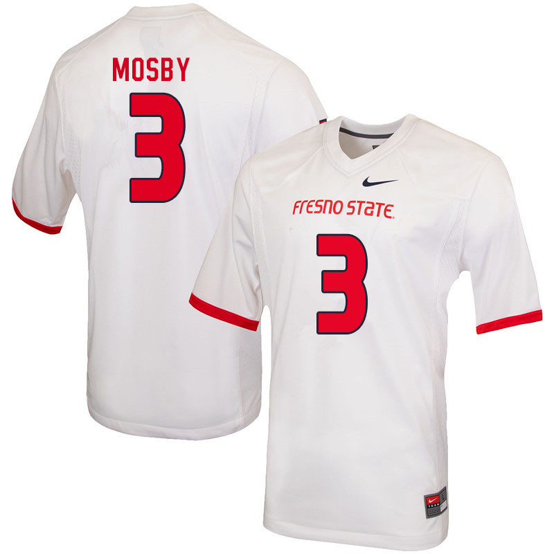 Men #3 Arron Mosby Fresno State Bulldogs College Football Jerseys Sale-White - Click Image to Close